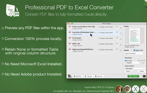 PDF to Excel for Mac