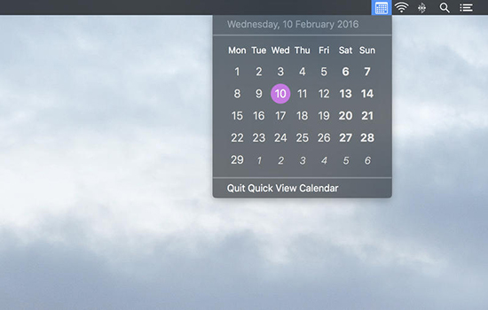 Quick View Calendar